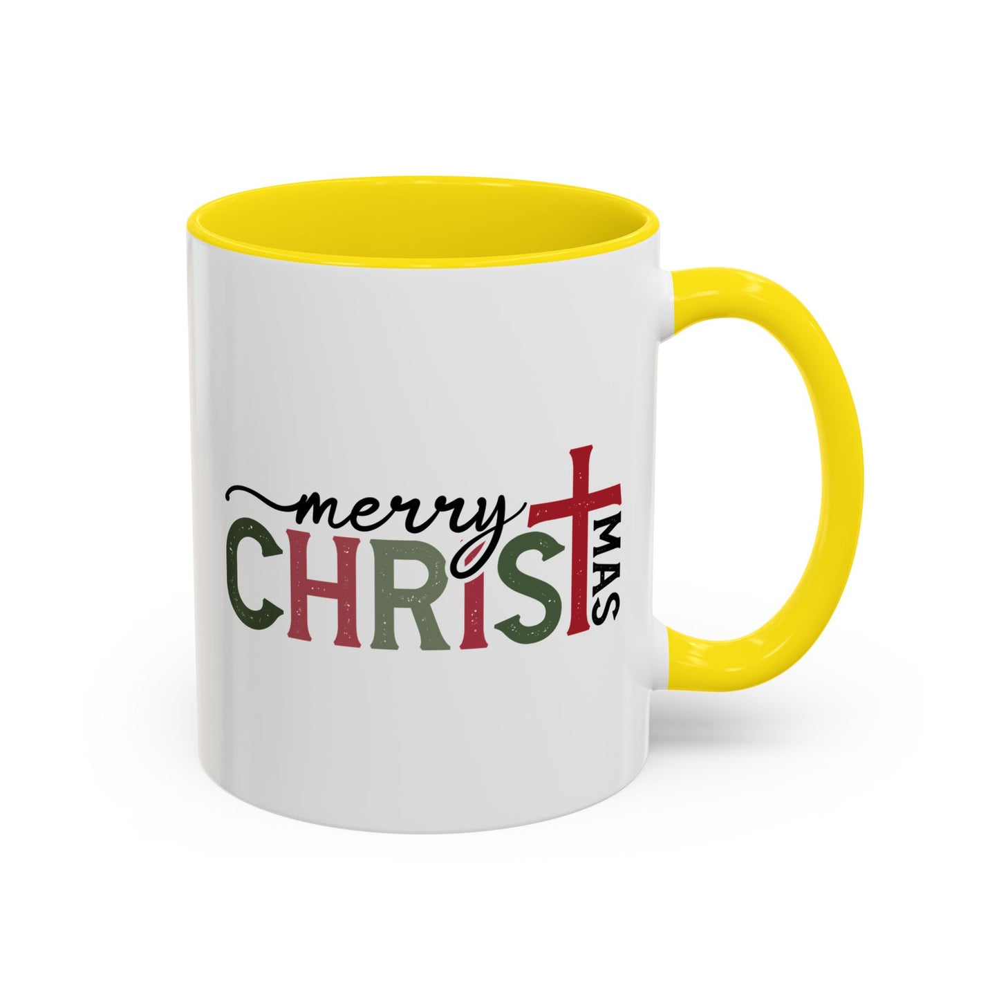 Merry Christmas Accent Coffee Mug - Festive Religious Christmas New Year Gift (11/15oz)
