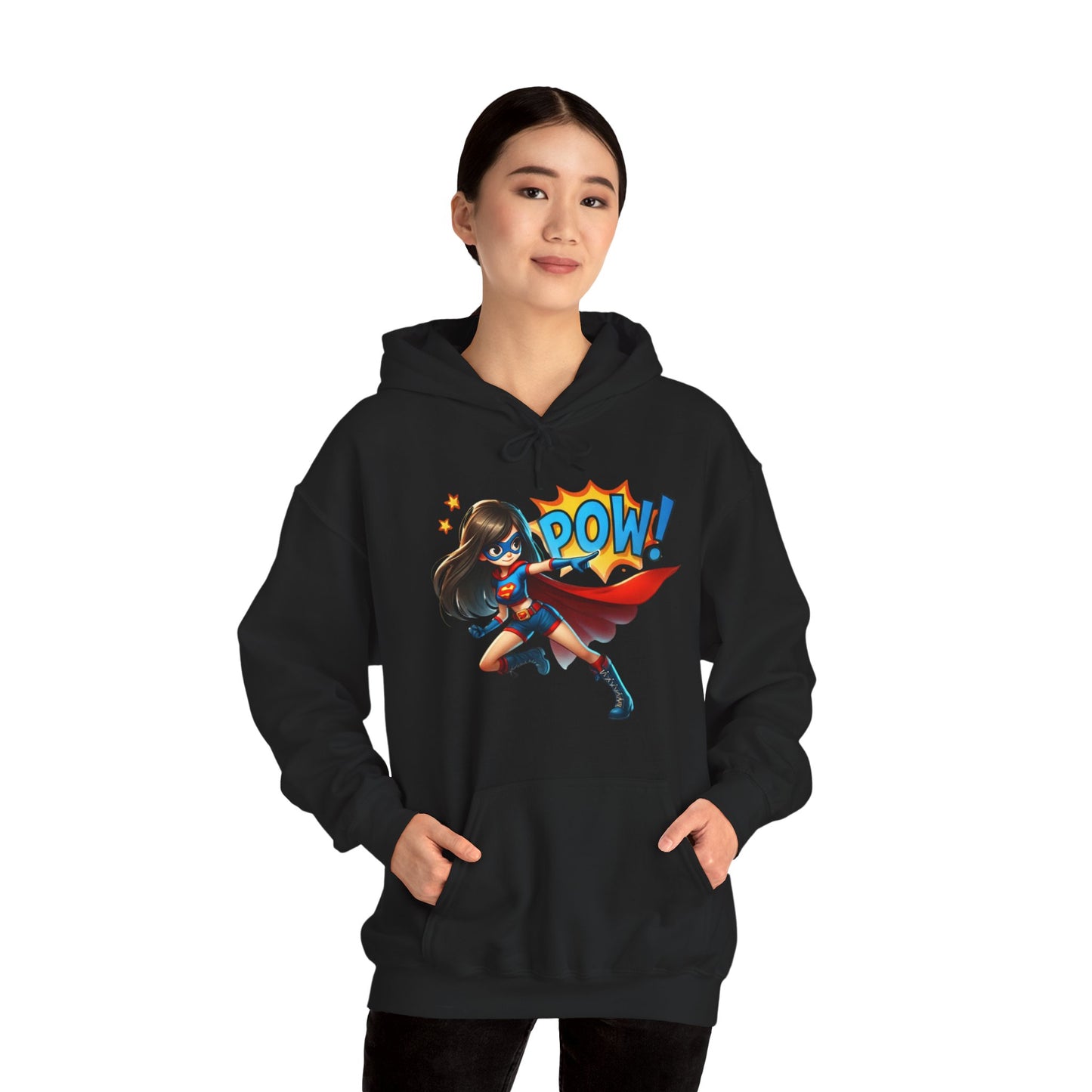 Superhero Girl Hoodie — POW! Graphic Pullover for Fans