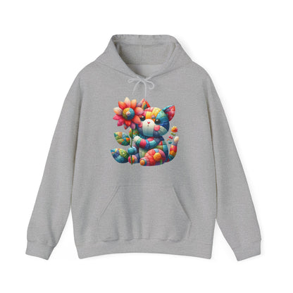 Colorful Floral Cat Hoodie — Cute Rainbow Cat with Flower Graphic