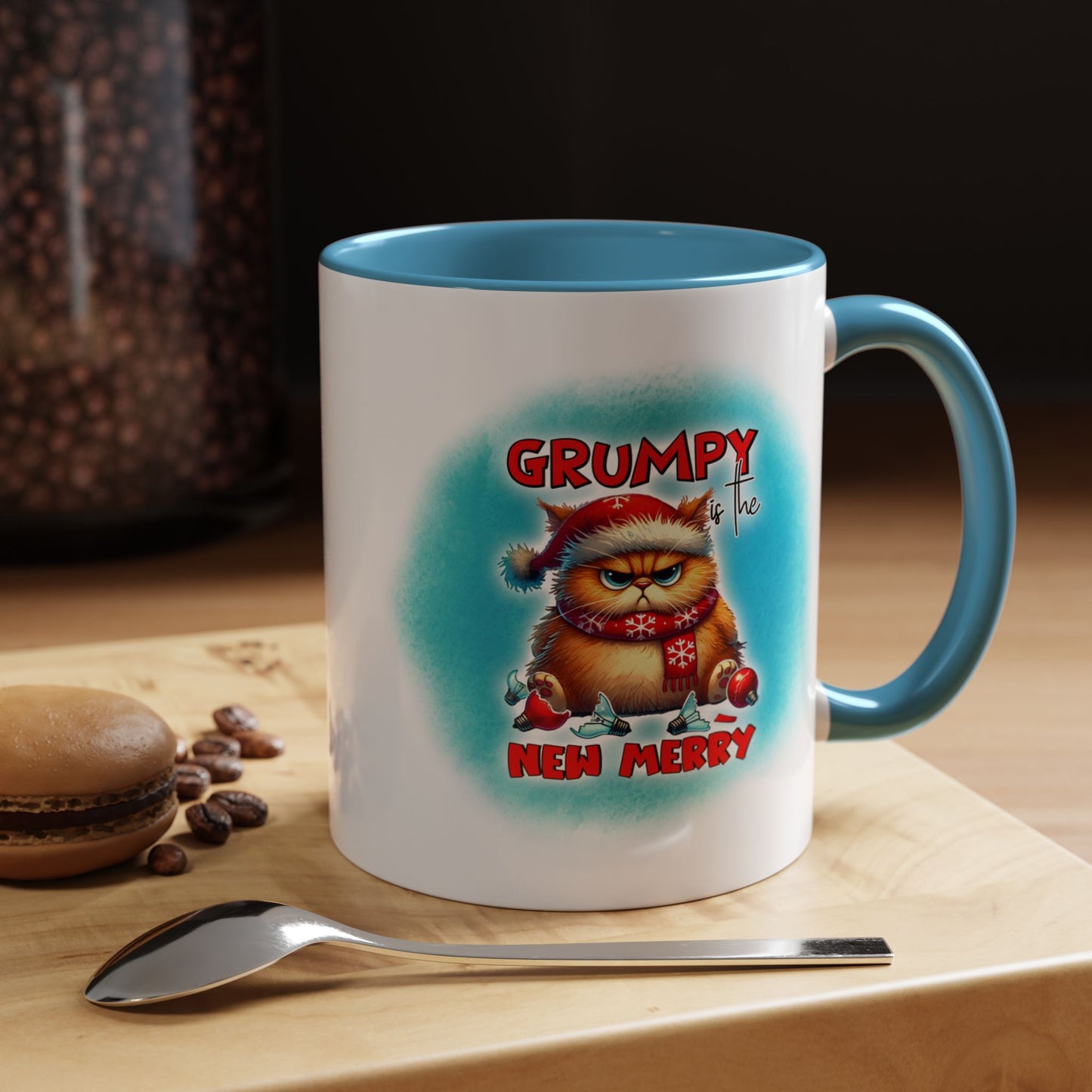 Grumpy But Merry Holiday Cat Accent Coffee Mug (11/15oz)