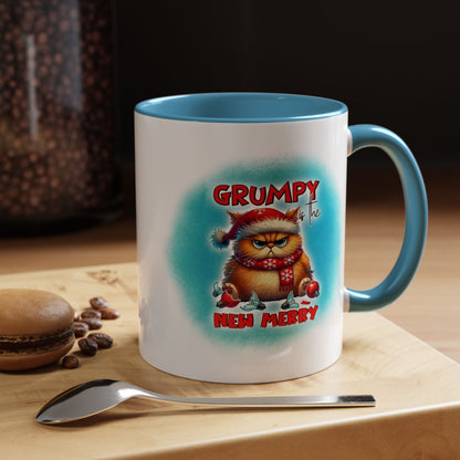 Grumpy But Merry Holiday Cat Accent Coffee Mug (11/15oz)