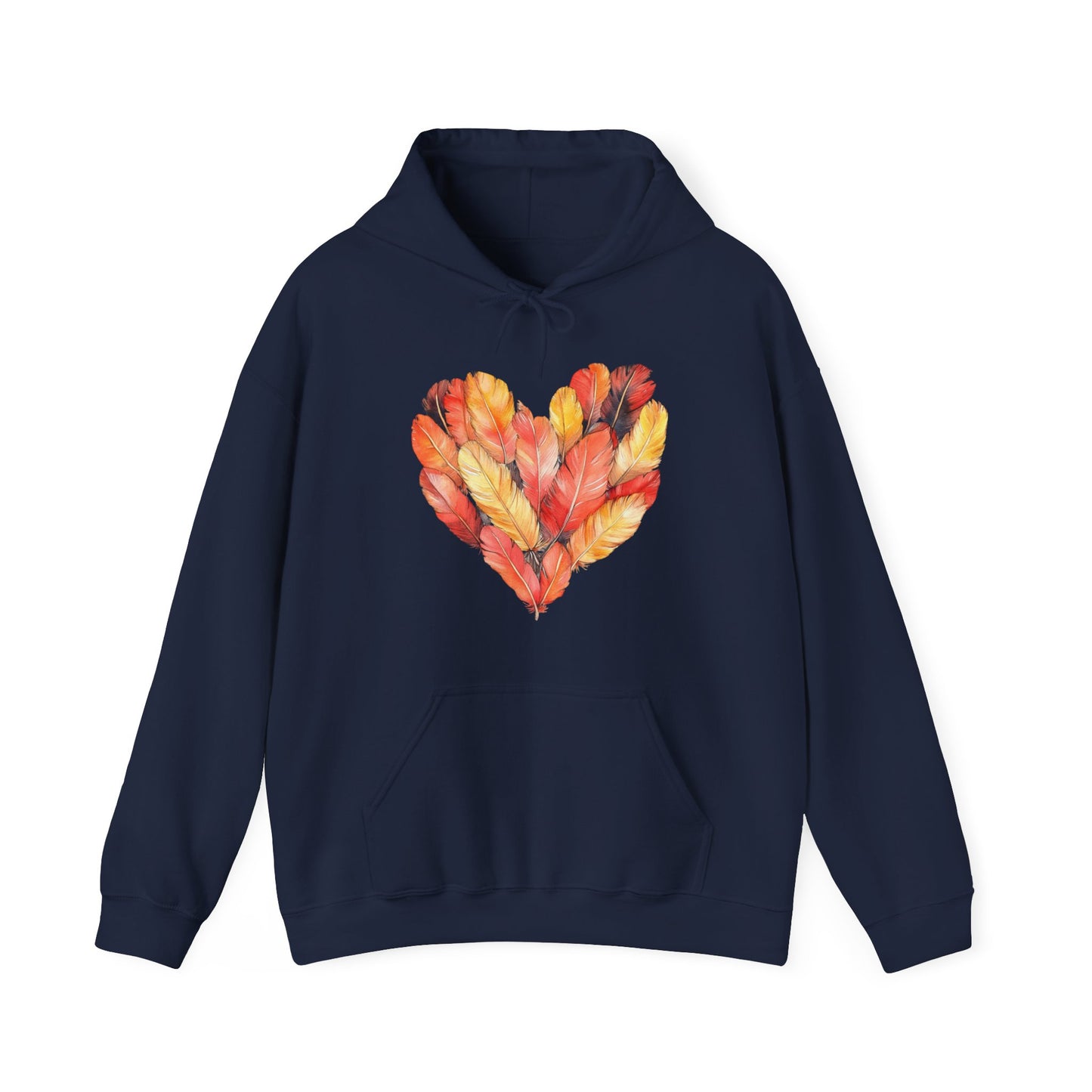 Autumn Leaf Heart Hoodie — Cozy Fall Pullover for Women & Men