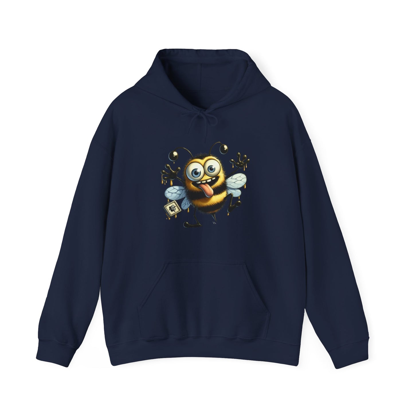 Bee Cartoon Hoodie – Cute Smiling Bee with Honey Jar & Honeycomb Graphic