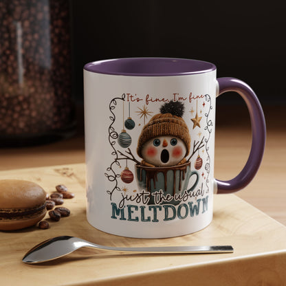 Coffee Mug — It's Fine, I'm Fine Snowman Holiday Meltdown
