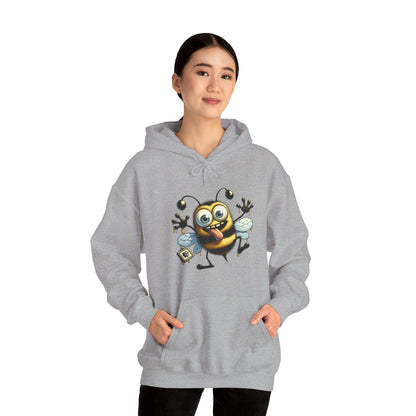 Bee Cartoon Hoodie – Cute Smiling Bee with Honey Jar & Honeycomb Graphic