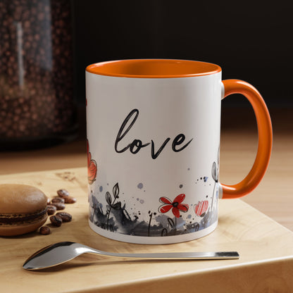 Cute Love Girl Mug – Romantic Flower Illustration Coffee Cup