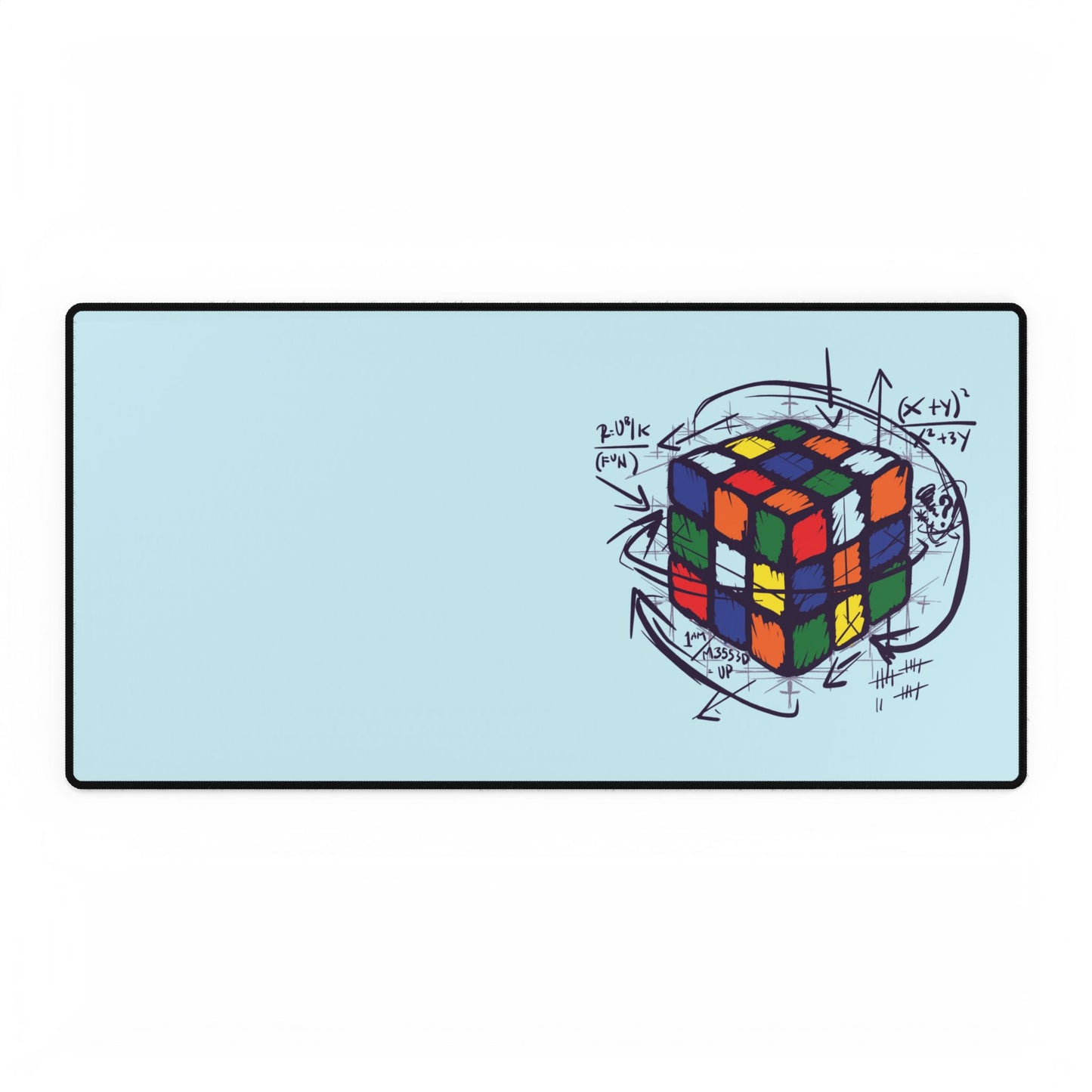 Rubik’s Cube Sketch Desk Mat — Puzzle Gamer Mousepad Office Desk Mat