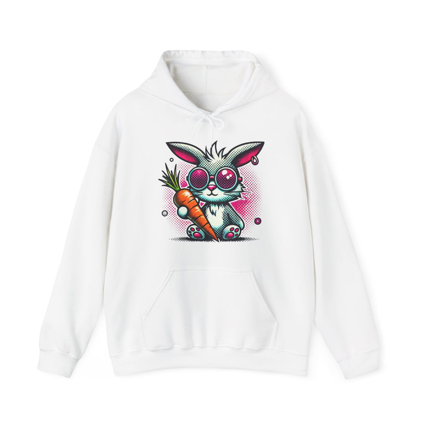 Bunny With Carrot Hoodie – Cute Neon Bunny Graphic Sweatshirt