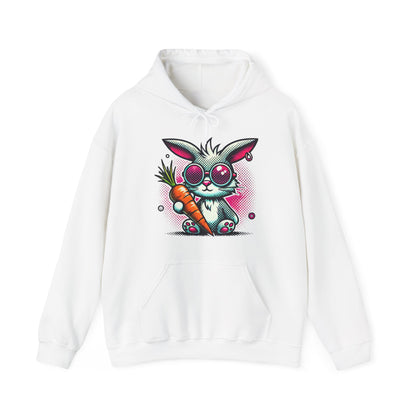 Bunny With Carrot Hoodie – Cute Neon Bunny Graphic Sweatshirt