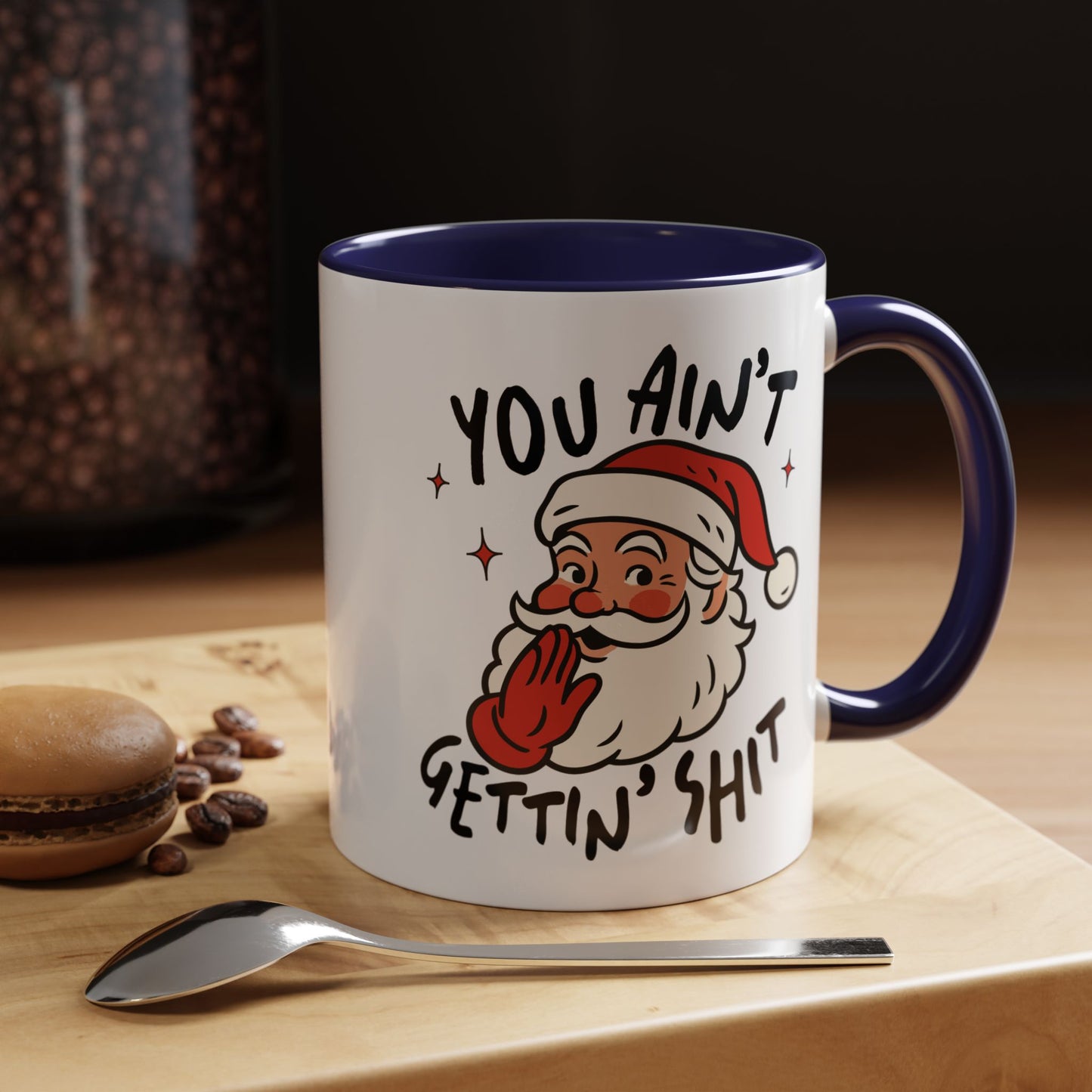 Funny Santa New Year Mug – Naughty Santa Holiday Coffee Cup – Sarcastic New Year Gift for Adults