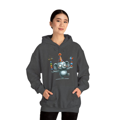 Elephant Birthday Party Hoodie — Cute Juggling Elephant Kids Graphic Hoodie