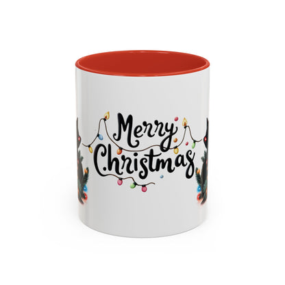 Cute Black Cat Christmas Lights Mug – Festive Holiday Coffee Cup Gift