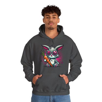 Bunny With Carrot Hoodie – Cute Neon Bunny Graphic Sweatshirt