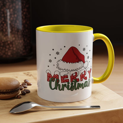 Merry Christmas Accent Coffee Mug — Holiday Santa Hat 11/15oz