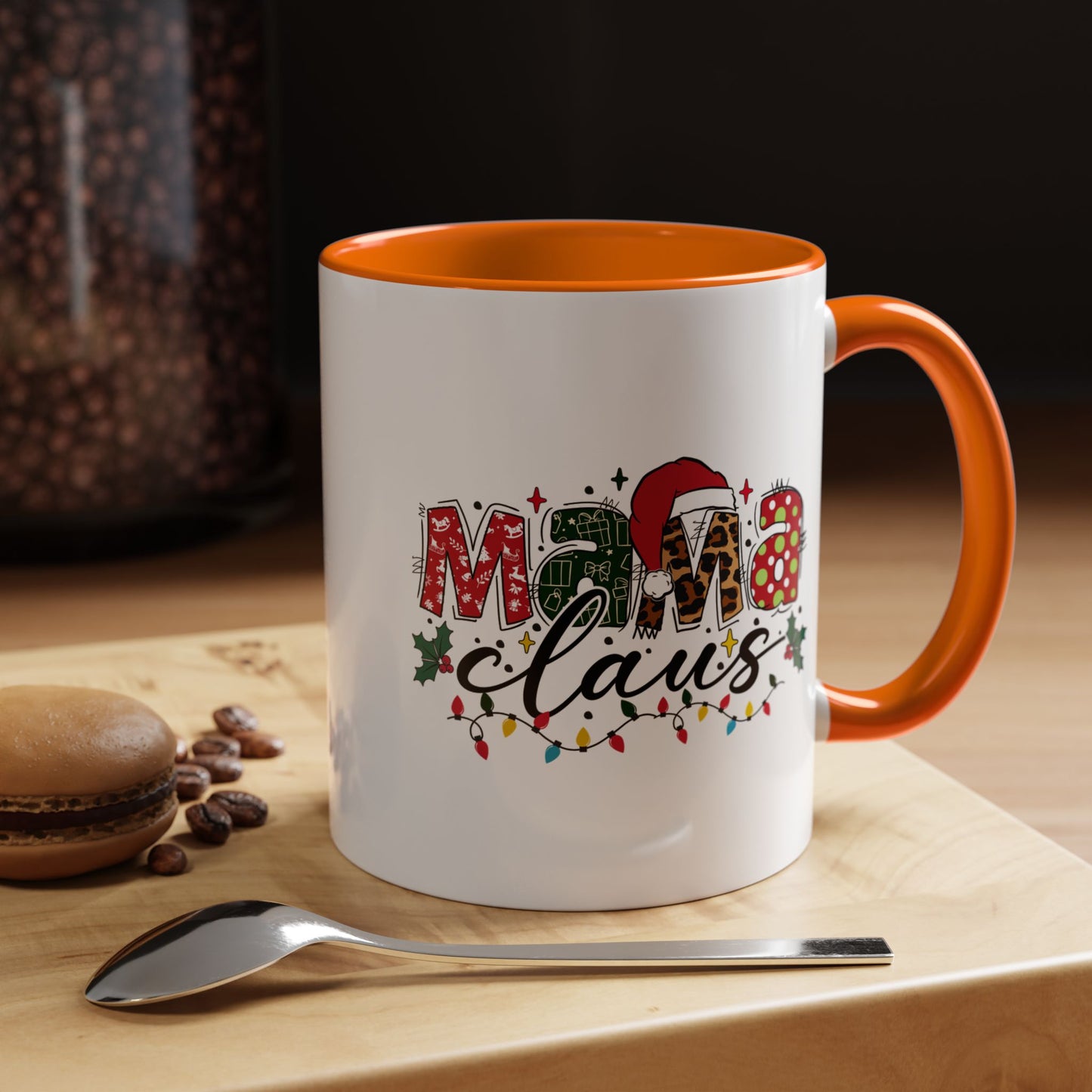 Mama Claus Accent Coffee Mug — Festive Christmas Holiday Mom Coffee Cup (11/15oz)