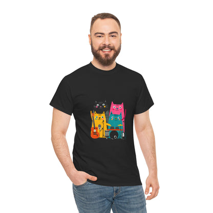 Band Cats T-Shirt – Colorful Cat Music Graphic Tee