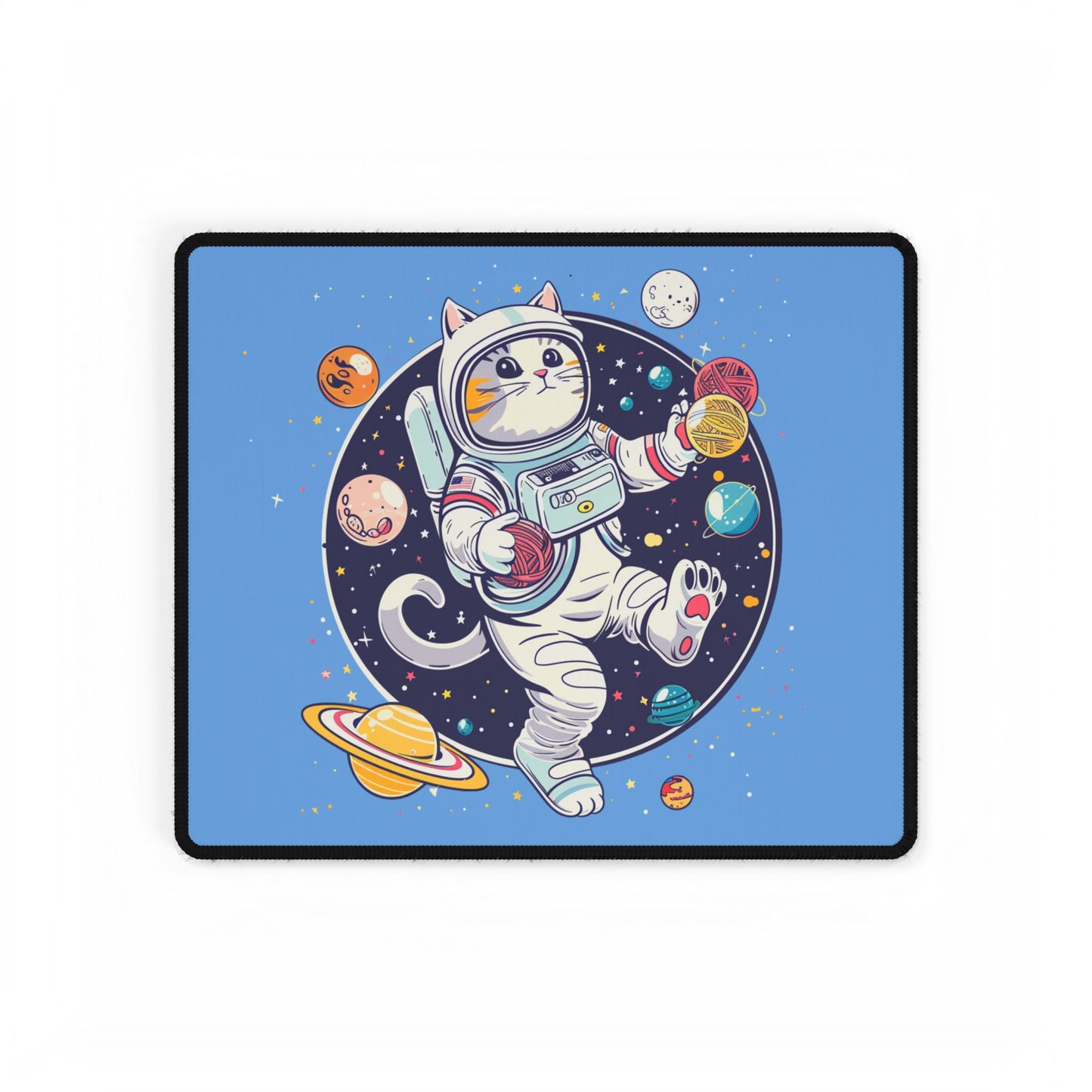Space Cat Desk Mat — Large Gaming/Work Mousepad with Astronaut Cat Design
