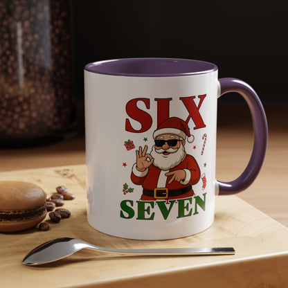 Accent Coffee Mug — 'SLX SEVEN' Cool Santa Christmas Mug (11/15oz)