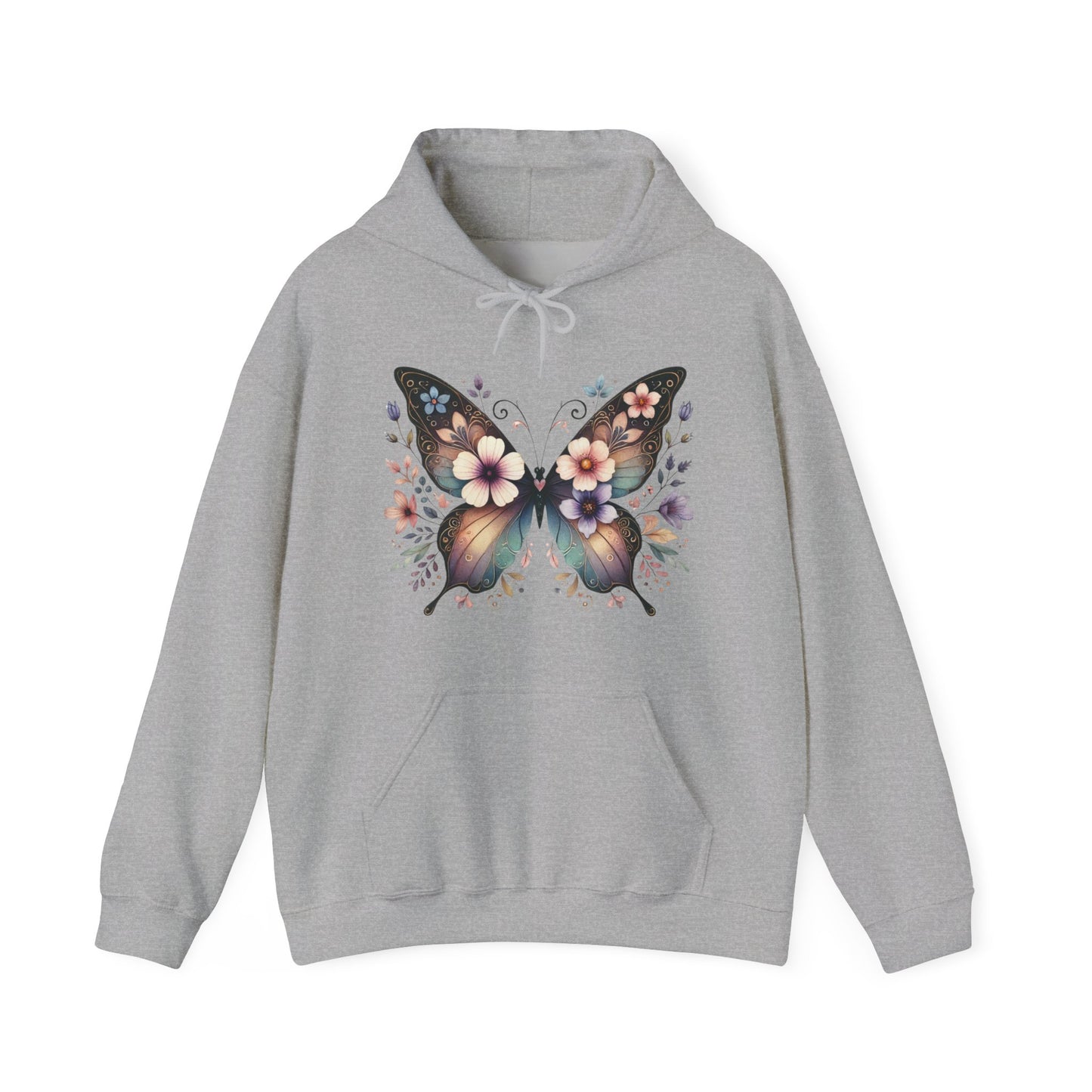 Butterfly Floral Hoodie — Women's Boho Butterfly Sweatshirt