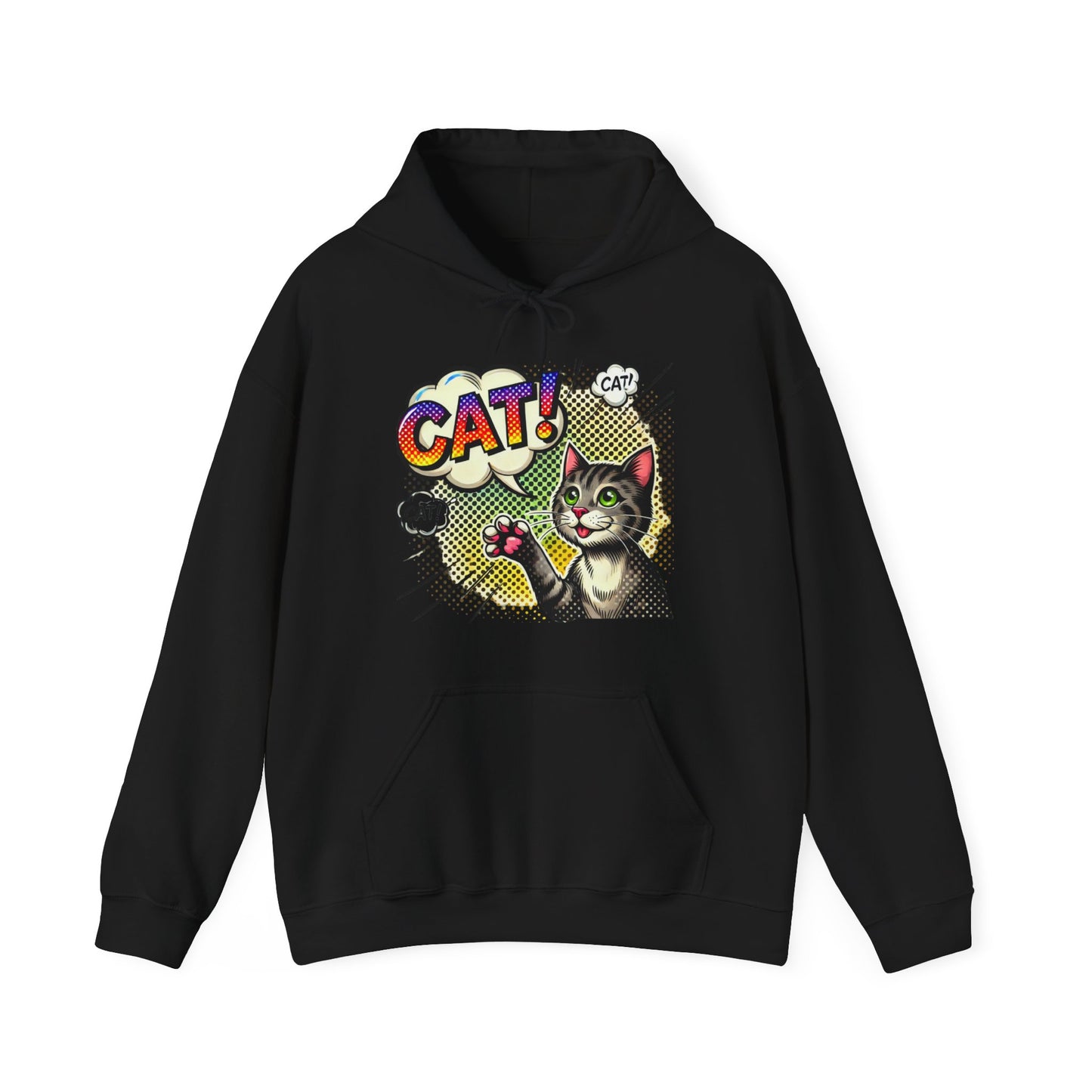 Cat! Pop Art Hoodie — Retro Comic Cat Graphic Sweatshirt