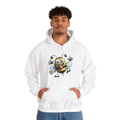 Bee Cartoon Hoodie – Cute Smiling Bee with Honey Jar & Honeycomb Graphic