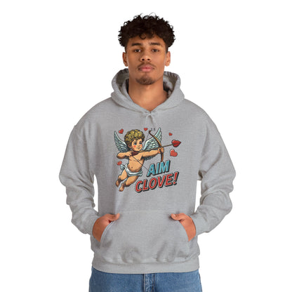 Cupid Graphic Hoodie - 'Aim Clove!' Vintage Valentine Cherub Sweatshirt