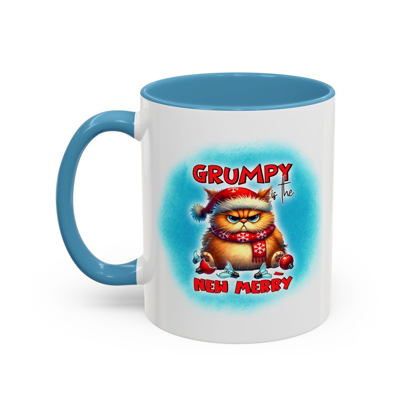 Grumpy But Merry Holiday Cat Accent Coffee Mug (11/15oz)
