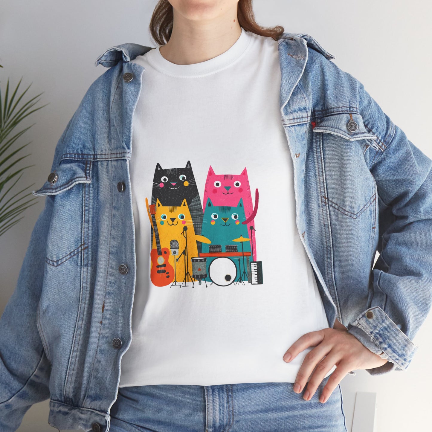 Band Cats T-Shirt – Colorful Cat Music Graphic Tee