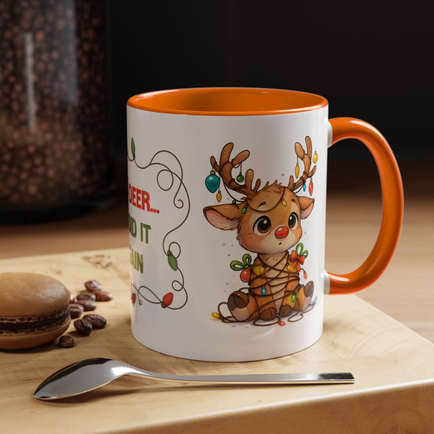 Oh Deer I Did It Again – Cute Christmas Reindeer Mug, Holiday Lights Coffee Cup (11oz/15oz)