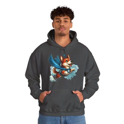 Superhero Corgi Hoodie — Cute Flying Dog Graphic Sweatshirt
