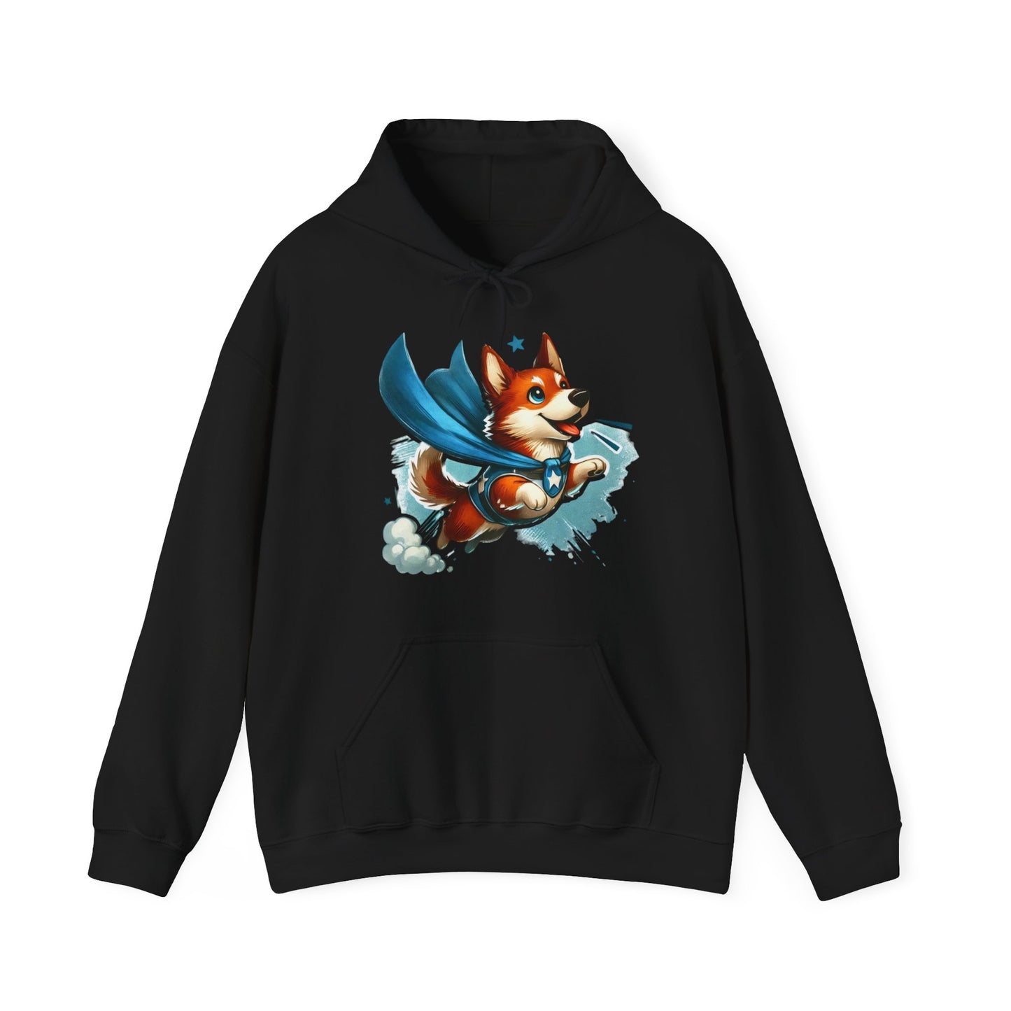 Superhero Corgi Hoodie — Cute Flying Dog Graphic Sweatshirt