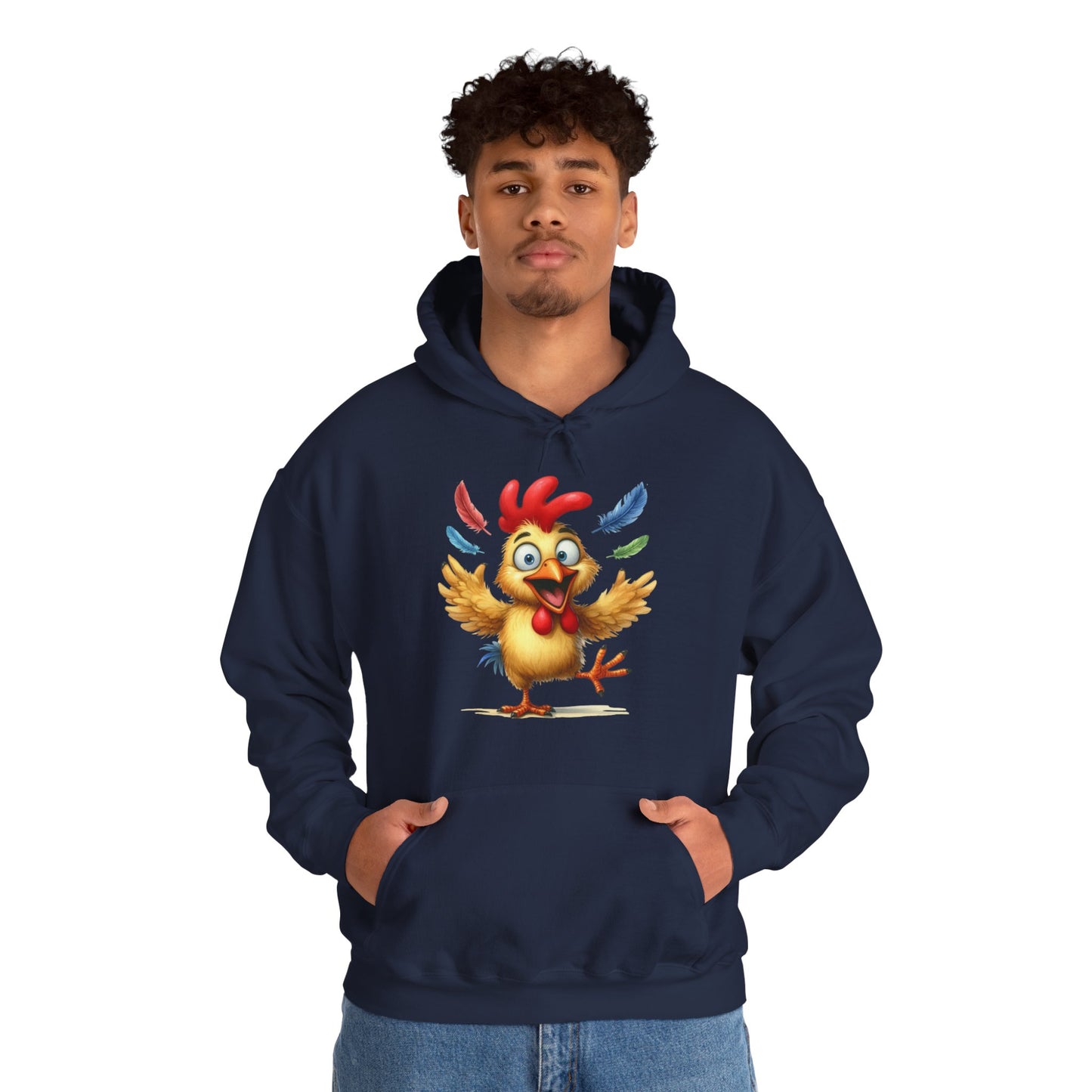 Cute Dancing Chicken Hoodie – Colorful Rooster Cartoon Pullover