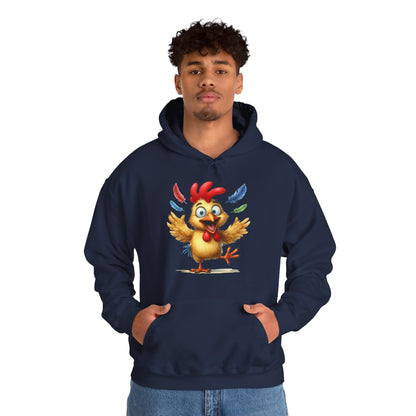 Cute Dancing Chicken Hoodie – Colorful Rooster Cartoon Pullover