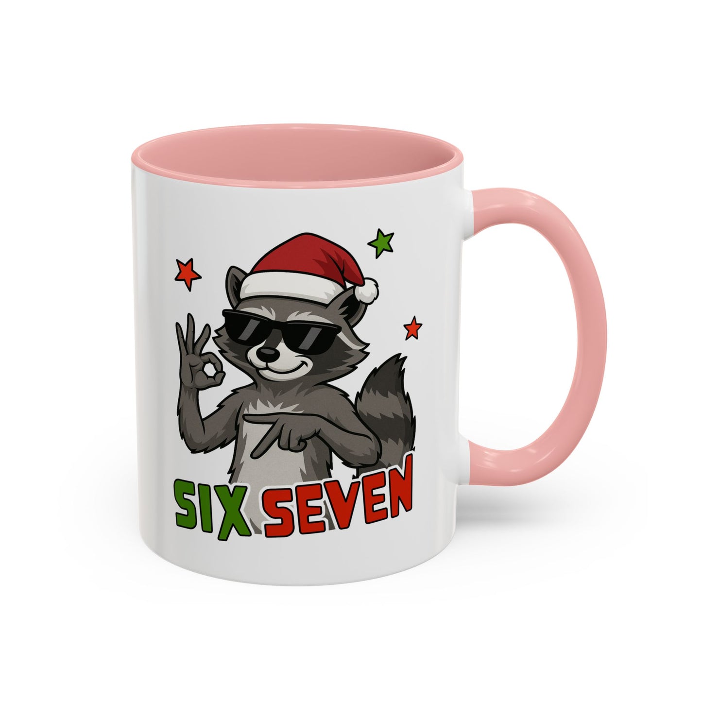 Christmas Raccoon Coffee Mug — 'Six Seven' Holiday Accent Mug (11/15 oz)