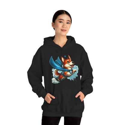 Superhero Corgi Hoodie — Cute Flying Dog Graphic Sweatshirt