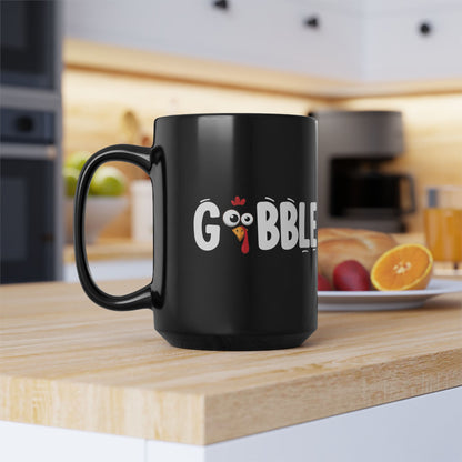 Funny Gobble Turkey Mug – Cute Thanksgiving Coffee Cup – Fall Humor Gift for Turkey Day & Friendsgiving
