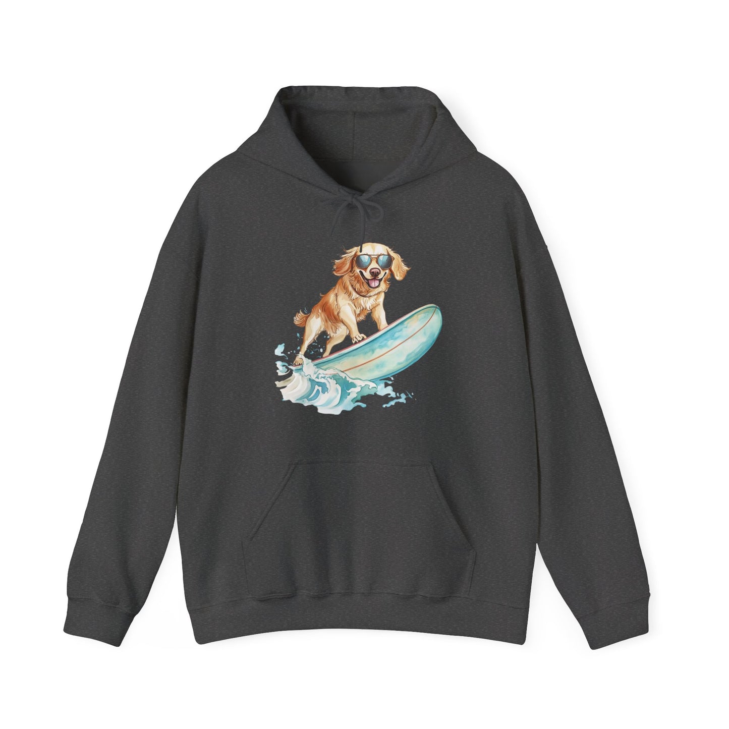 Surfing Golden Retriever Hoodie – Cute Dog Surfboard Pullover