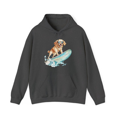 Surfing Golden Retriever Hoodie – Cute Dog Surfboard Pullover