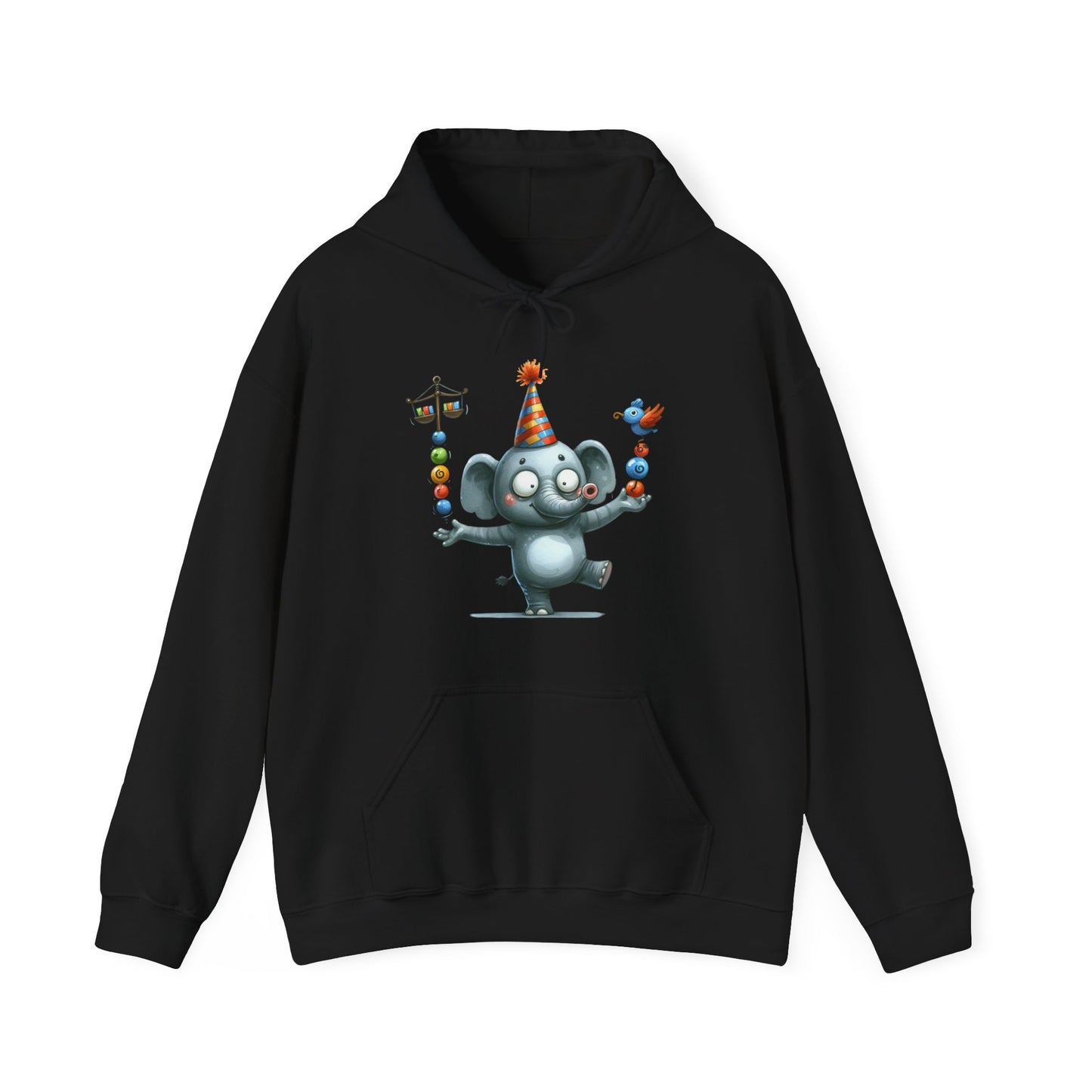 Elephant Birthday Party Hoodie — Cute Juggling Elephant Kids Graphic Hoodie