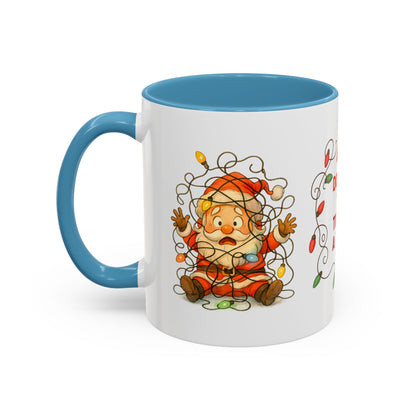 Don’t Get Your Tinsel in a Tangle – Funny Santa Christmas Mug, Holiday Lights Coffee Cup (11oz/15oz)