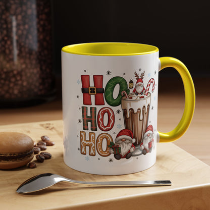 Ho Ho Ho Christmas Coffee Mug — Festive Santa Gnomes Hot Cocoa Accent Mug (11/15oz)