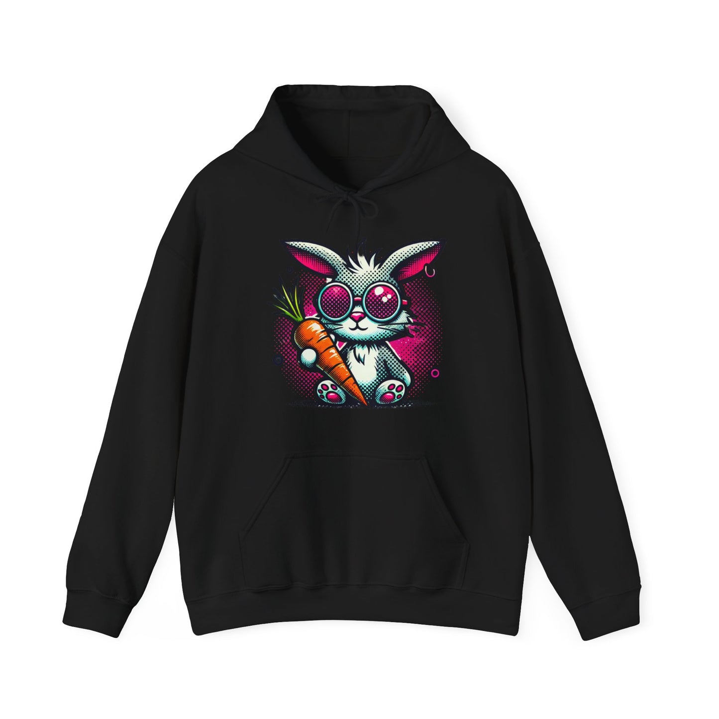 Bunny With Carrot Hoodie – Cute Neon Bunny Graphic Sweatshirt