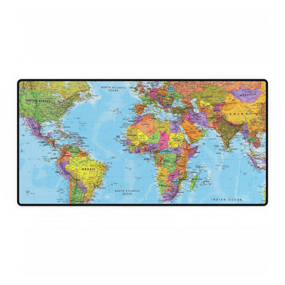 World Map Desk Mat — Large Travel-Themed Mousepad for Office & Study