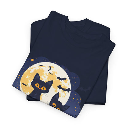 Spooky Cat Halloween Tee, Unisex Cotton T-Shirt, Cats, Halloween Gift
