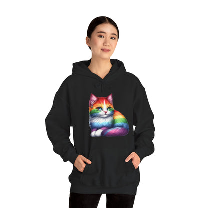 Rainbow Cat Hoodie — Colorful Pride Kitten Pullover
