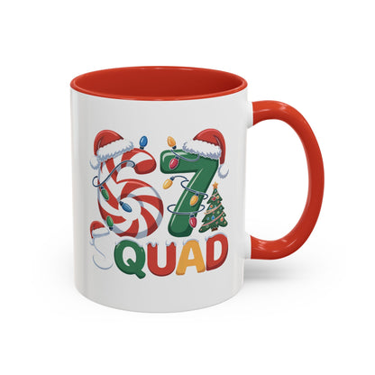 Christmas 07 Squad Accent Coffee Mug – Holiday Candy Cane & Santa Hat Design