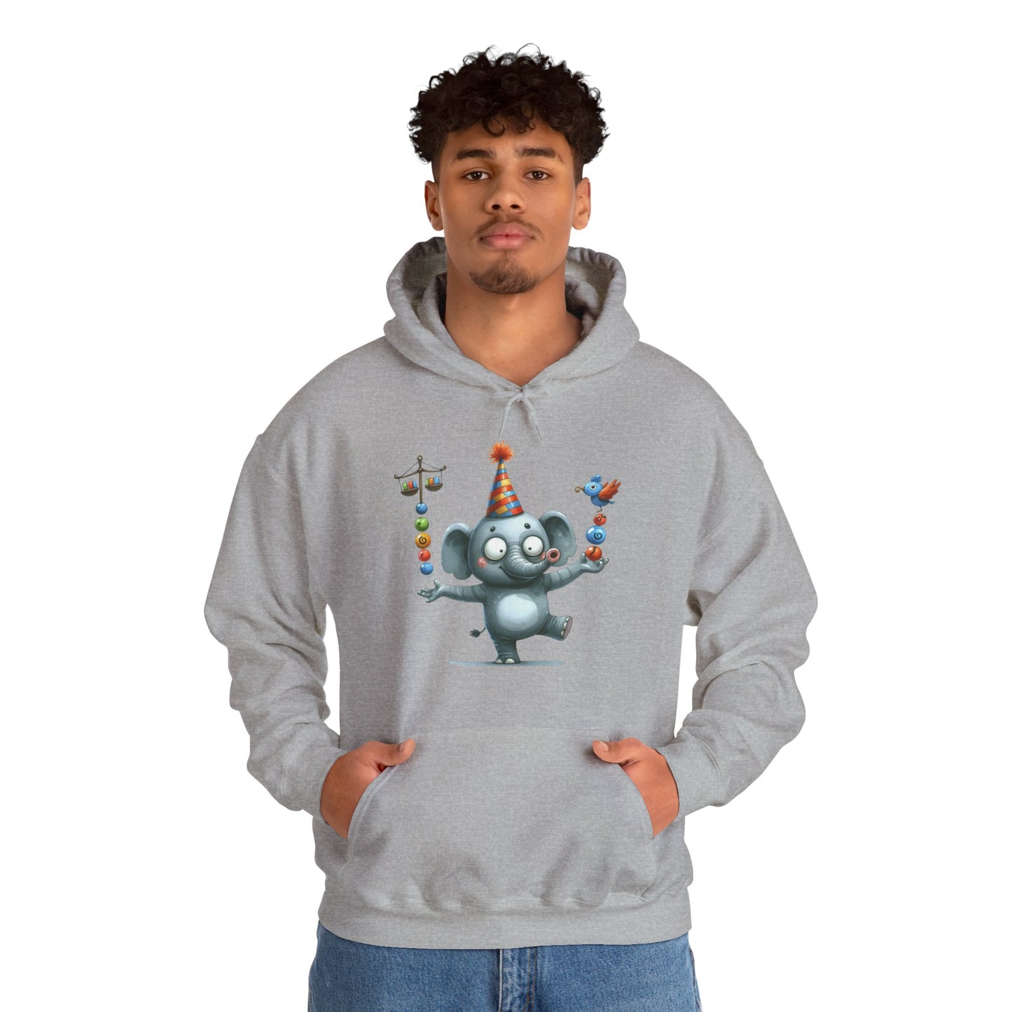 Elephant Birthday Party Hoodie — Cute Juggling Elephant Kids Graphic Hoodie