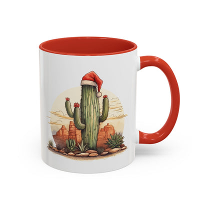New Year Cactus Mug – Santa Hat Desert Mug – Southwestern Holiday Coffee Cup – Funny Festive Cactus New Year Gift