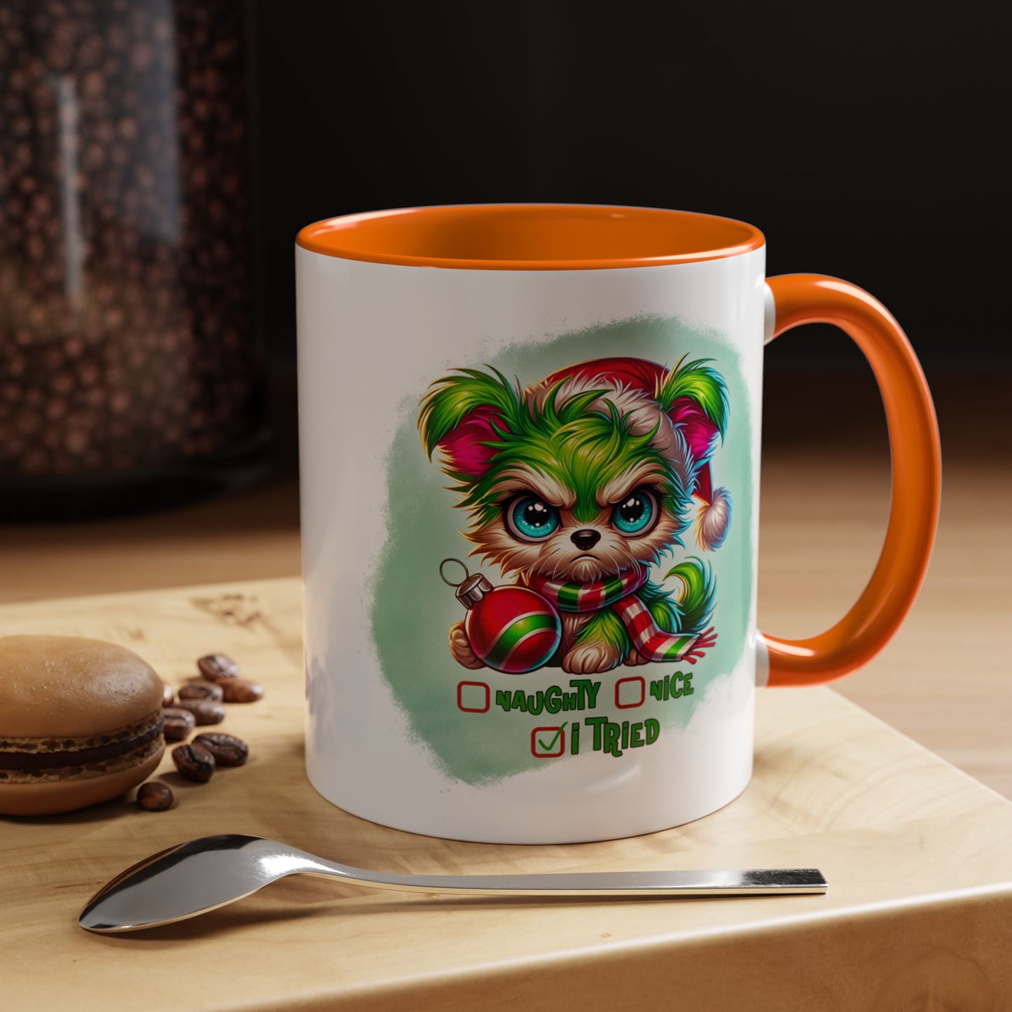 Christmas Bear Accent Coffee Mug — Cute Naughty or Nice Holiday 11/15oz