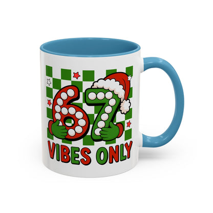 67 Vibes Only Christmas Coffee Mug — Festive Retro Numbering Holiday Mug